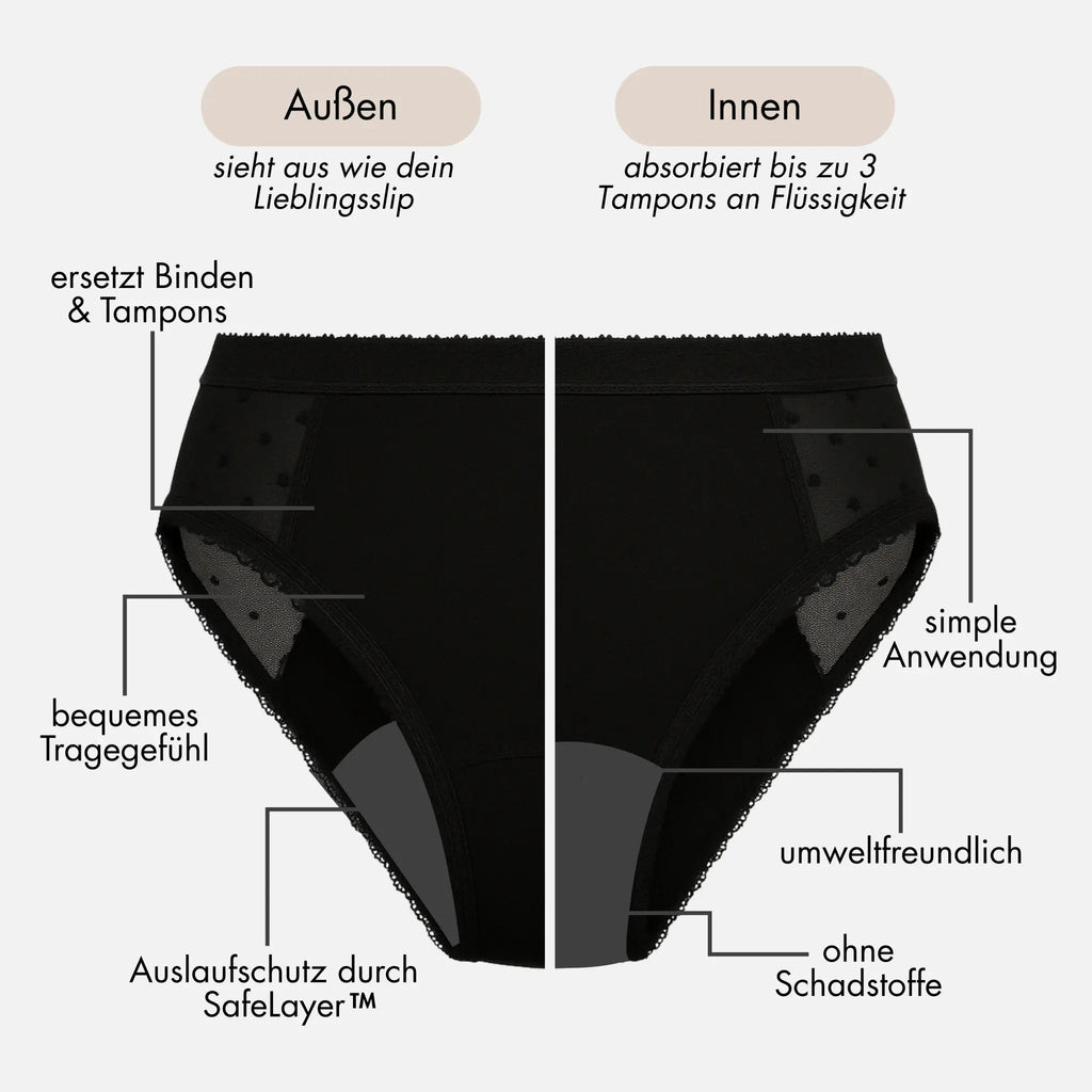 Calendula - highleg Periodenslip mit Spitze