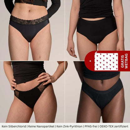 Celebration Deal - 4 Periodenslips + GRATIS Wetbag