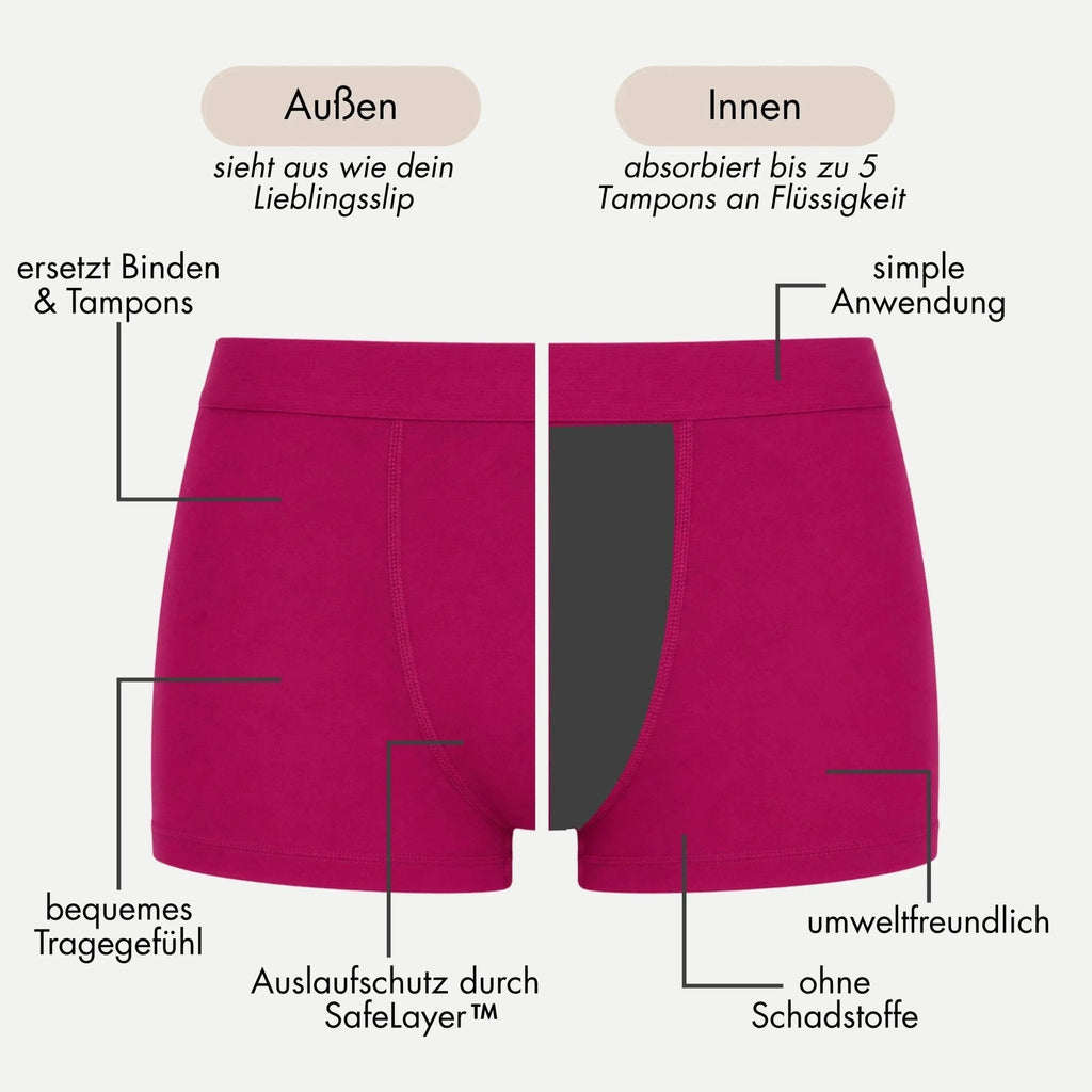 Dahlia fuchsia - Perioden Boxershorts für die Nacht