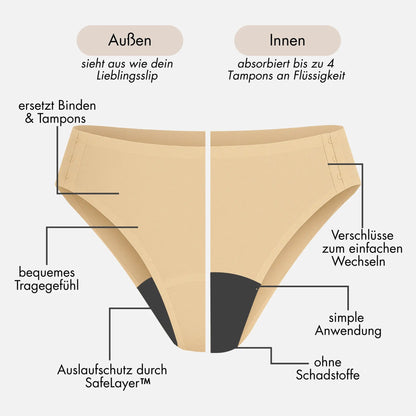 Ivy vanille - seamless Periodenslip mit Verschluss