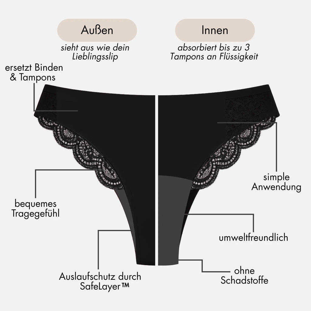 Lingerie Package - 3 Periodenslips mit eleganter Spitze