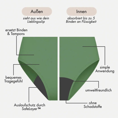 Oleander salbeigrün - seamless Periodenslip mit hoher Saugkraft