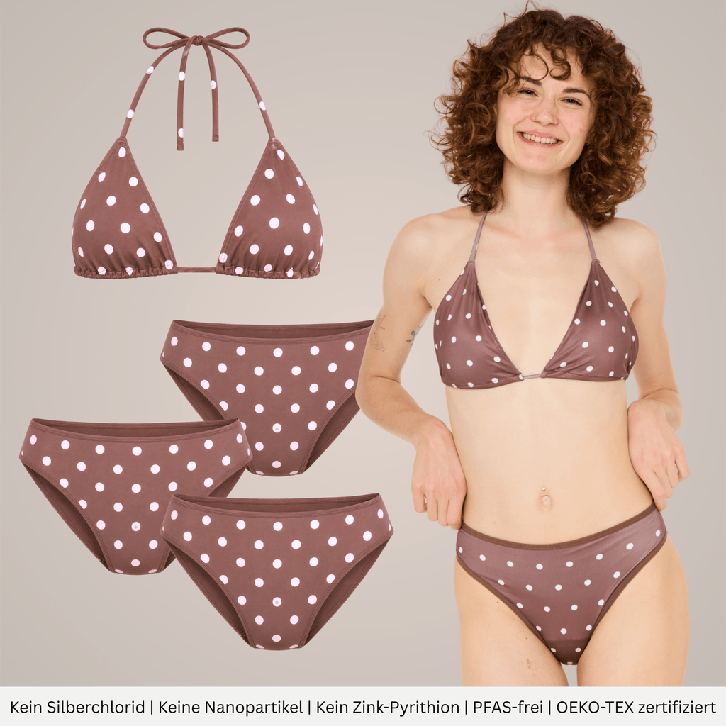Periodenbikini Set dots - 3x Pantys + Top