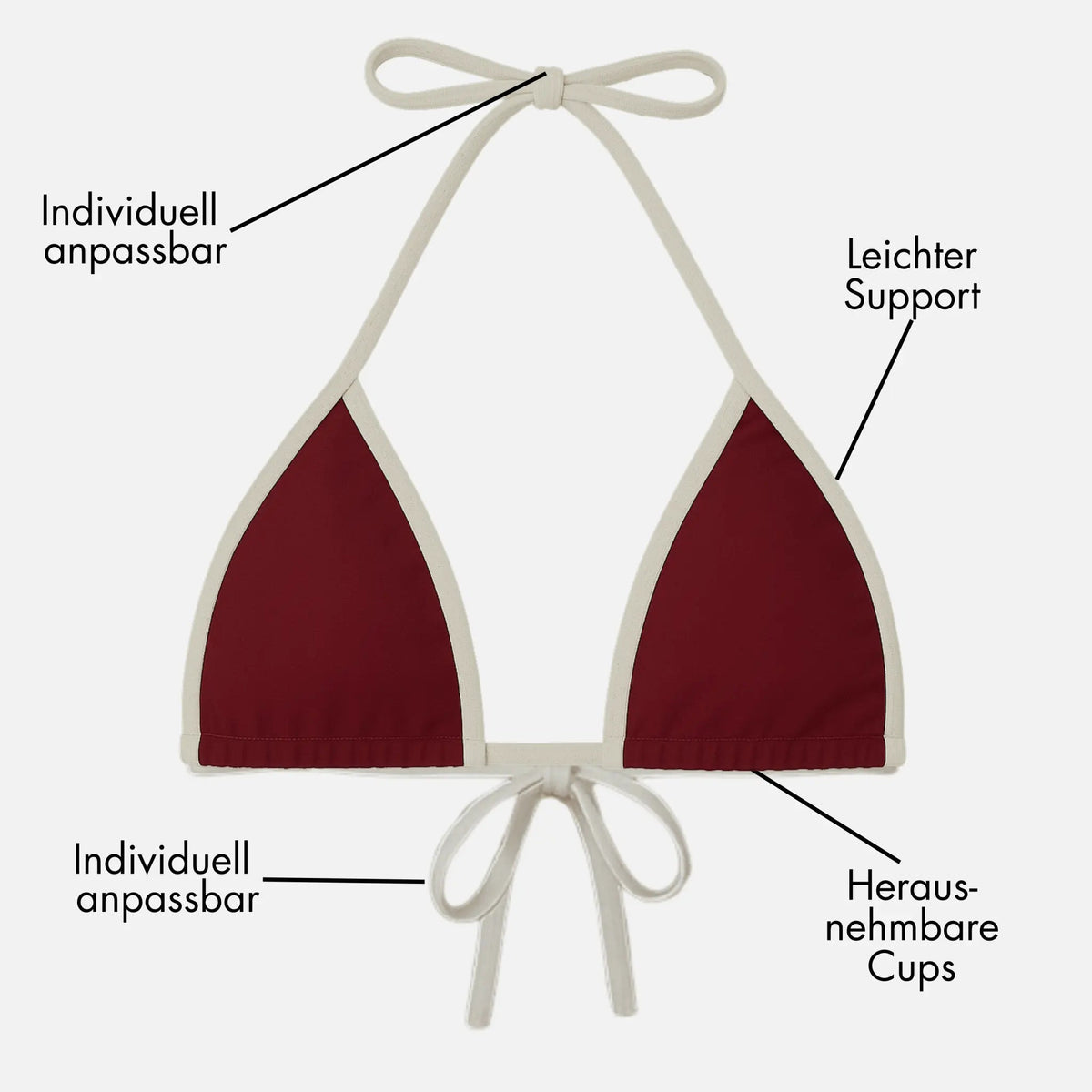 Periodenbikini Top „Lily“ burgund